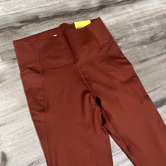 All In Motion High Rise Contour Power Waist Yoga Pants Brown Cropper NWT Size M - Picture 3 of 9